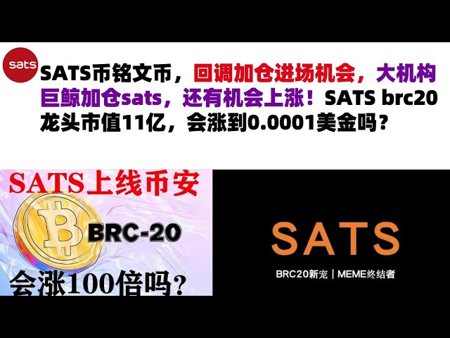 SATS coin, Inscription coin, there is an opportunity to add positions after a callback. Large institutions and giant whales add positions to sats, and there is still a chance to rise! SATS brc20 leading market value is 1.1 bi