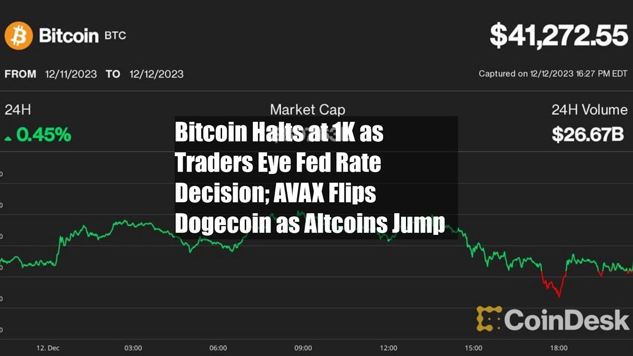 トレーダーズ・アイ連銀の金利決定を受け、ビットコインは41,000ドルで停止。 AVAX、アルトコインの高騰でドージコインを反転