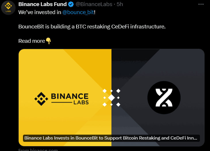 Bouncebit, soutenu par Binance Labs, offre des services de jalonnement aux détenteurs de Binance Coin