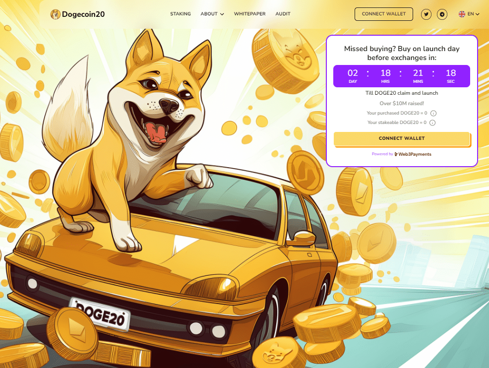 Dogecoin20: 새로운 유틸리티 중심의 밈 코인 출시, 수요 폭발, 출시 날짜 가속화