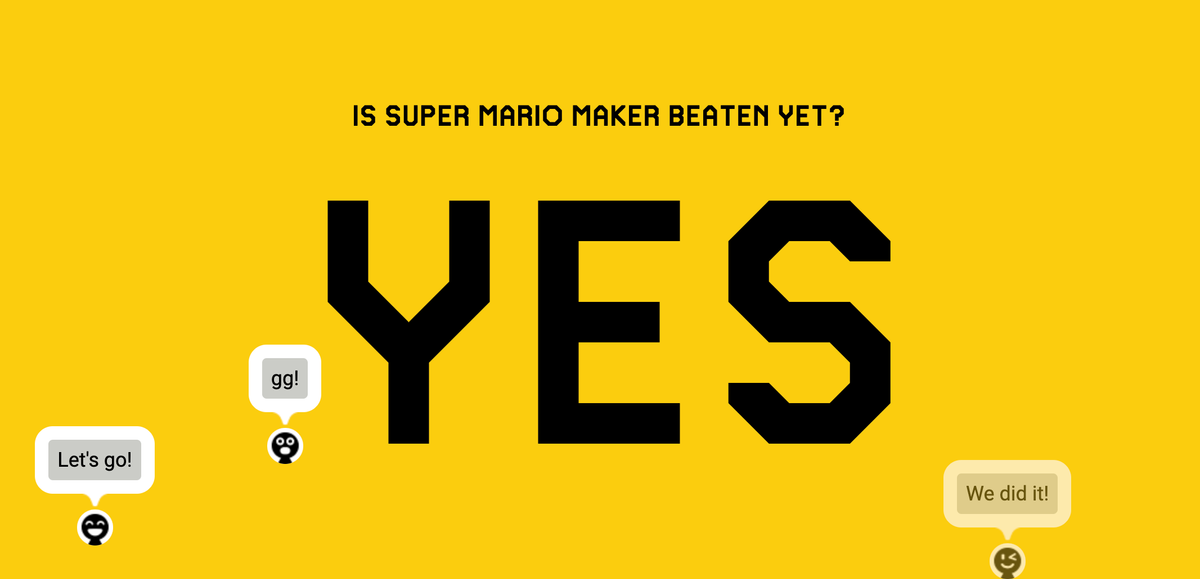 팀의 0%가 Super Mario Maker: A Story of Persistence and Victory의 모든 레벨을 완료했습니다.