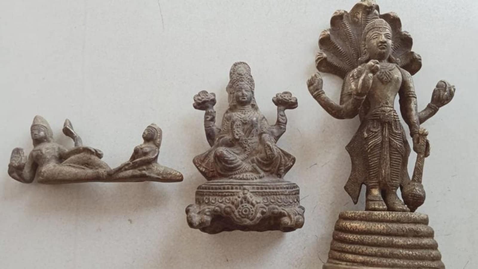 Centuries-Old Vishnu and Lakshmi Bronze Statues Unearthed in Indian Village