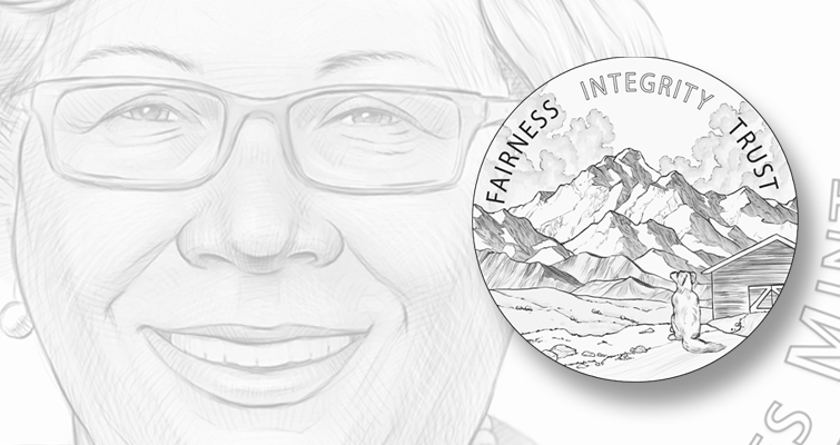 財政部長珍妮特耶倫和美國鑄幣局局長文特里斯吉布森銅牌的擬議設計揭曉
