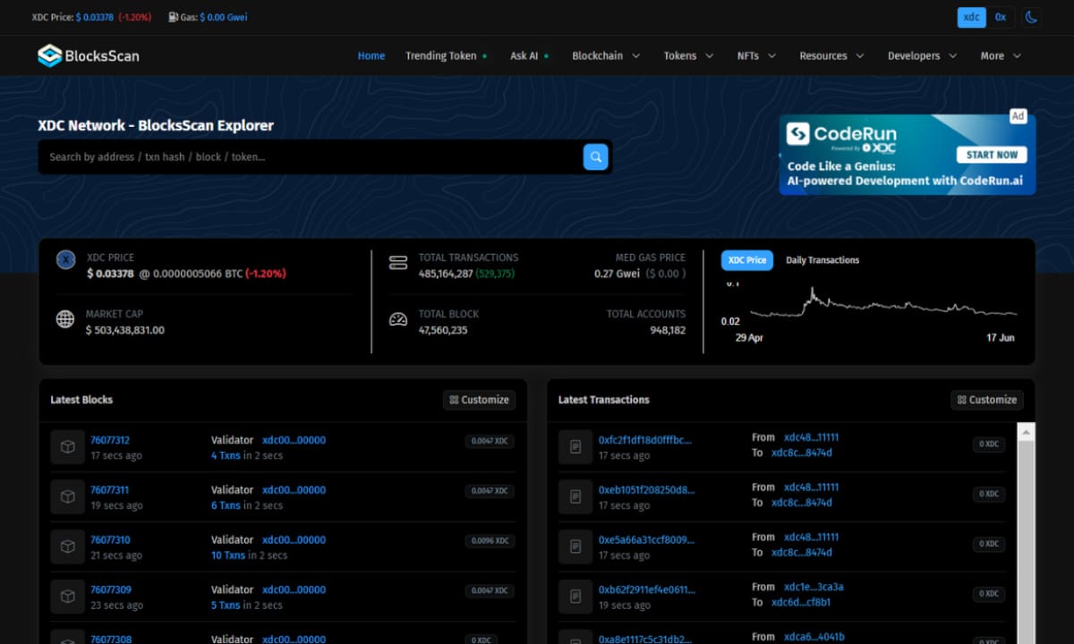 BlocksScan が XDC Network Explorer V2 を発表、ユーザーが強化された機能で XDC ブロックチェーンを使いこなすことができるようになります