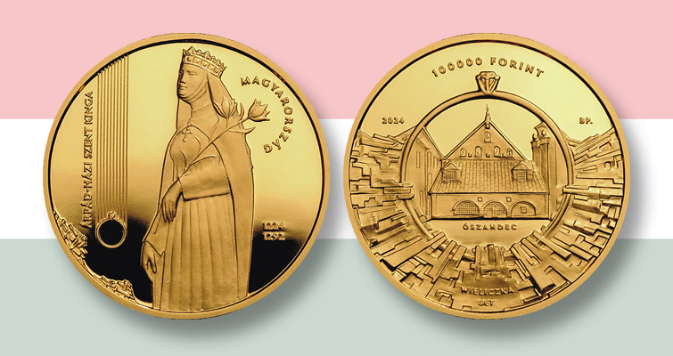 The Proof .986 Fine Gold 100,000-Forint Coin Is Dedicated to St. Kinga of Hungary