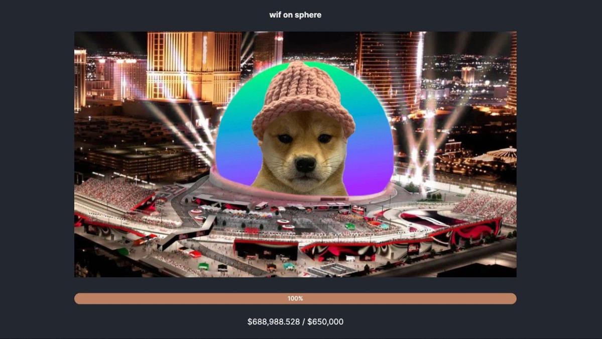 Dogwifhat (WIF) Meme Coin 社区计划将柴犬吉祥物放在维加斯球体上