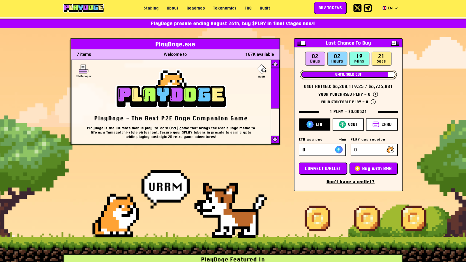 PlayDoge ($PLAY) 预售两天后结束，筹集资金升至 620 万美元