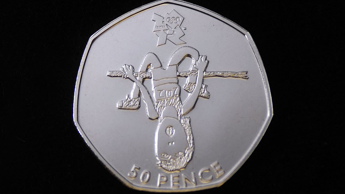 Brits urged to check their change jars as 50p coin depicting cartoon high-jumper is worth more than 400 times its value