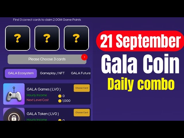 Gala Coin 每日组合 9 月 21 日 |今日 Gala 硬币每日组合