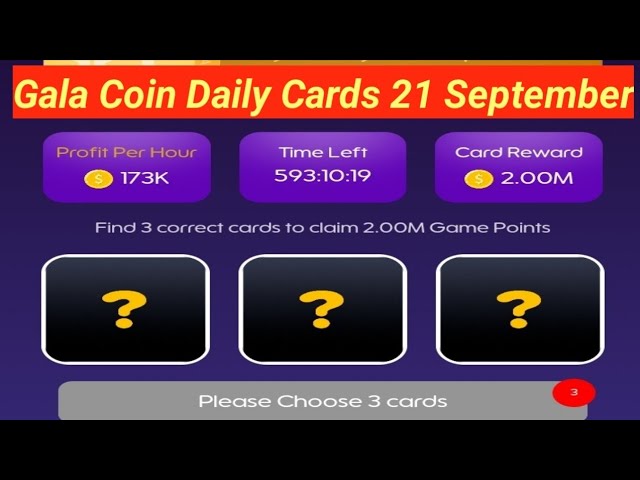 Gala Coin Today 21 September Cards For 2 Million Free Coins|How To Earn Free Coins From Air Drops