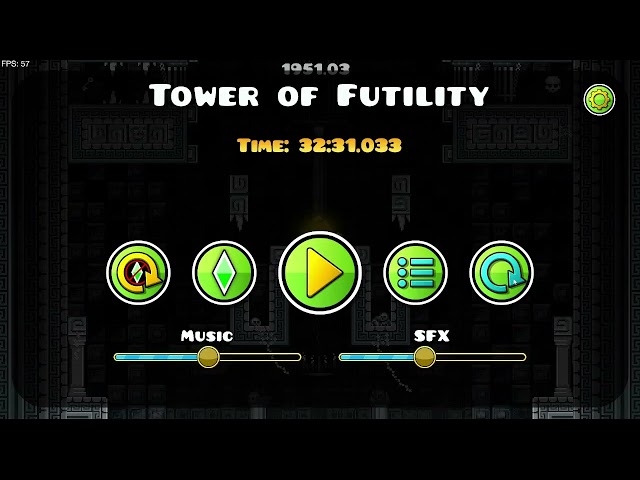 Geometry Dash Hard Demon(P)-Tower of Futility by Stradpult, 1 coin