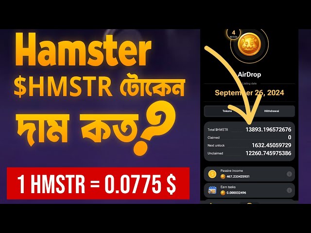 Quel est le prix des tokens $HMSTR ? Prix ​​du jeton Hamster ? 1HMSTR = 0,0775