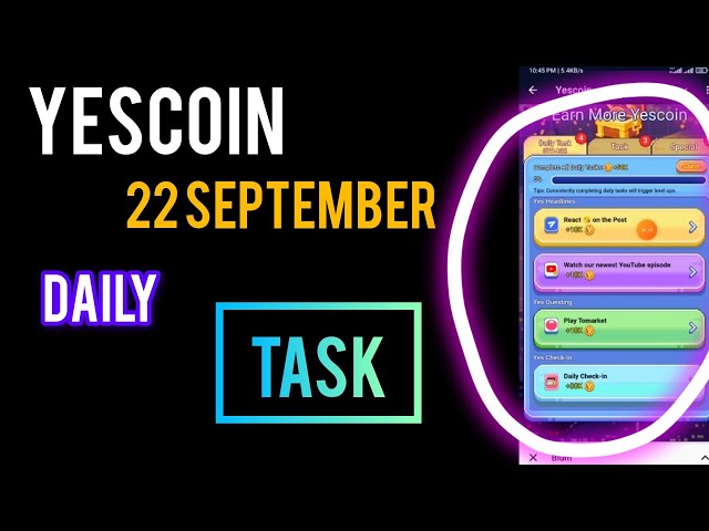 22 SEPTEMBER YES COIN DAILY TASK (LINK) VIDEO FAST COMMENT SOBAI KAJ SURU KOREN