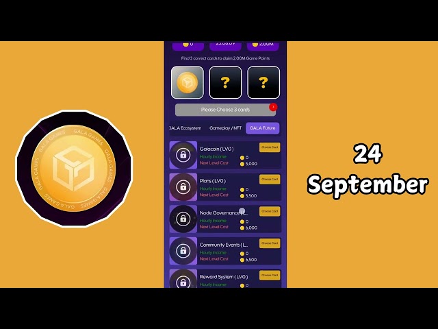 Gala Coin Combo Today 24 September |  Gala Coin Daily Combo Today | $GALA Coin Card