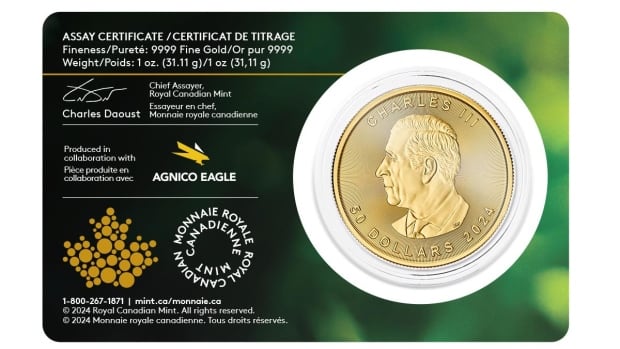 Neue Münze der Royal Canadian Mint, hergestellt aus Gold aus der Mine Detour Lake