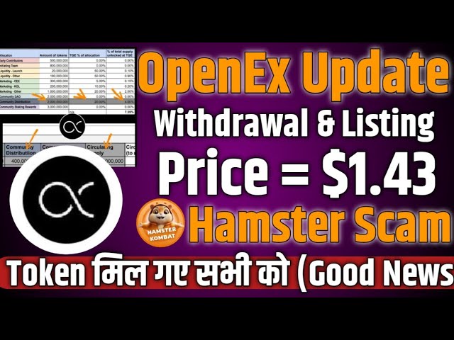 OpenEx Listing and Withdrawal Update Today ! Hamster Token Withdrawal in Binance ! OEX Price ! #oex