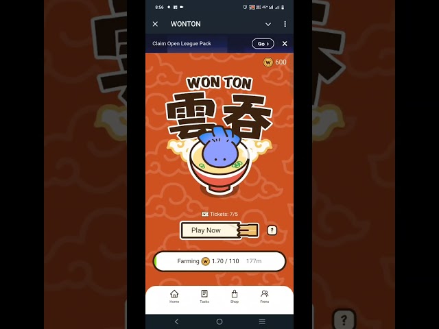 새로운 Wonton 텔레그램 봇이 TON 코인 획득