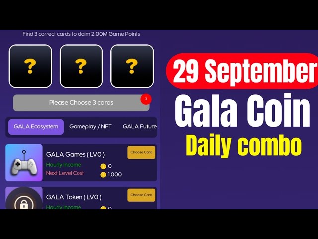 Gala Coin 每日组合 9 月 29 日 |今日 Gala 硬币每日组合