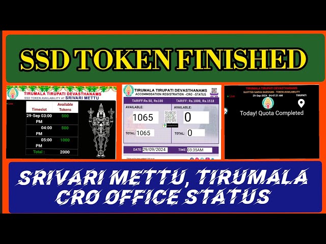 TIRUPATI SSD TOKEN FINISHED.. SRIVARI METTU FOOTPATH, TIRUMALA CRO OFFLINE ACCOMMODATION STATUS