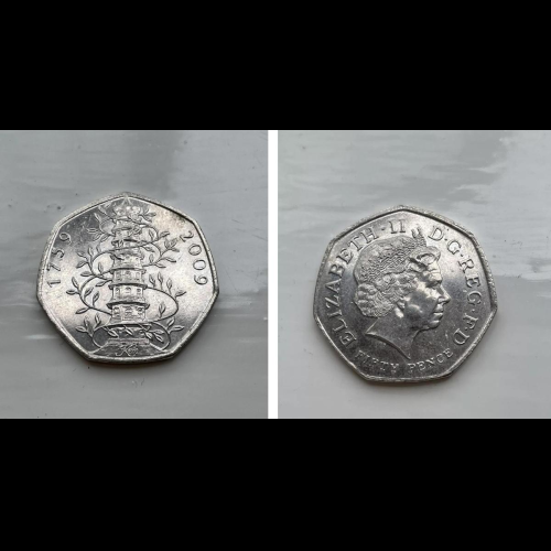 Pièce de 50 pence de Kew Gardens 2009 repérée en vente sur eBay pour 40 fois sa valeur nominale