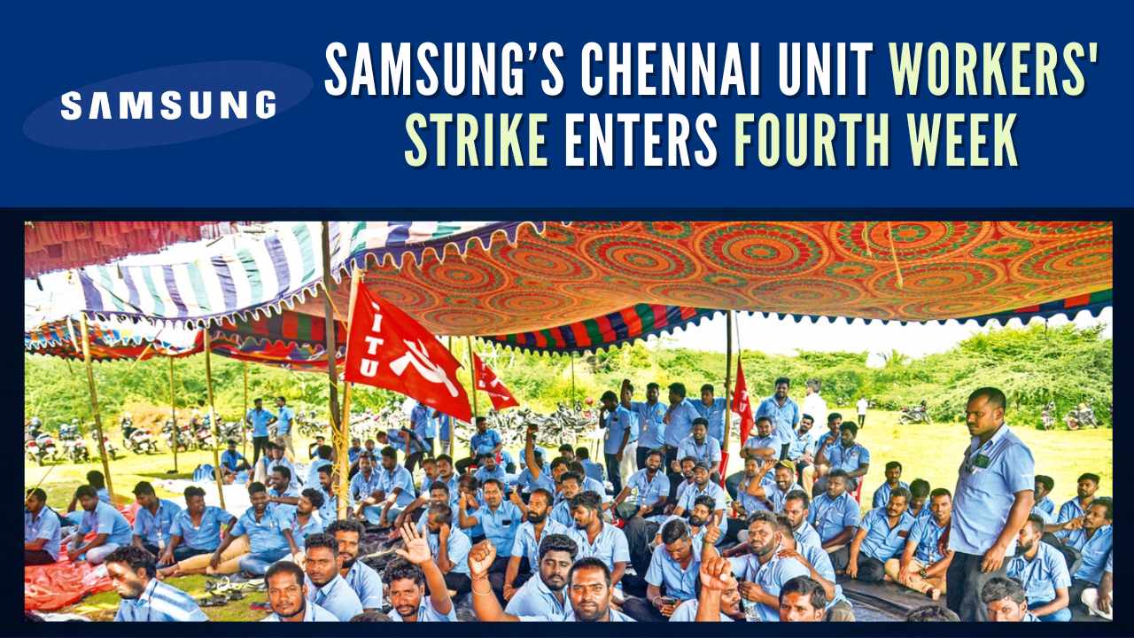 Samsung workers observe one day token fast near Chennai