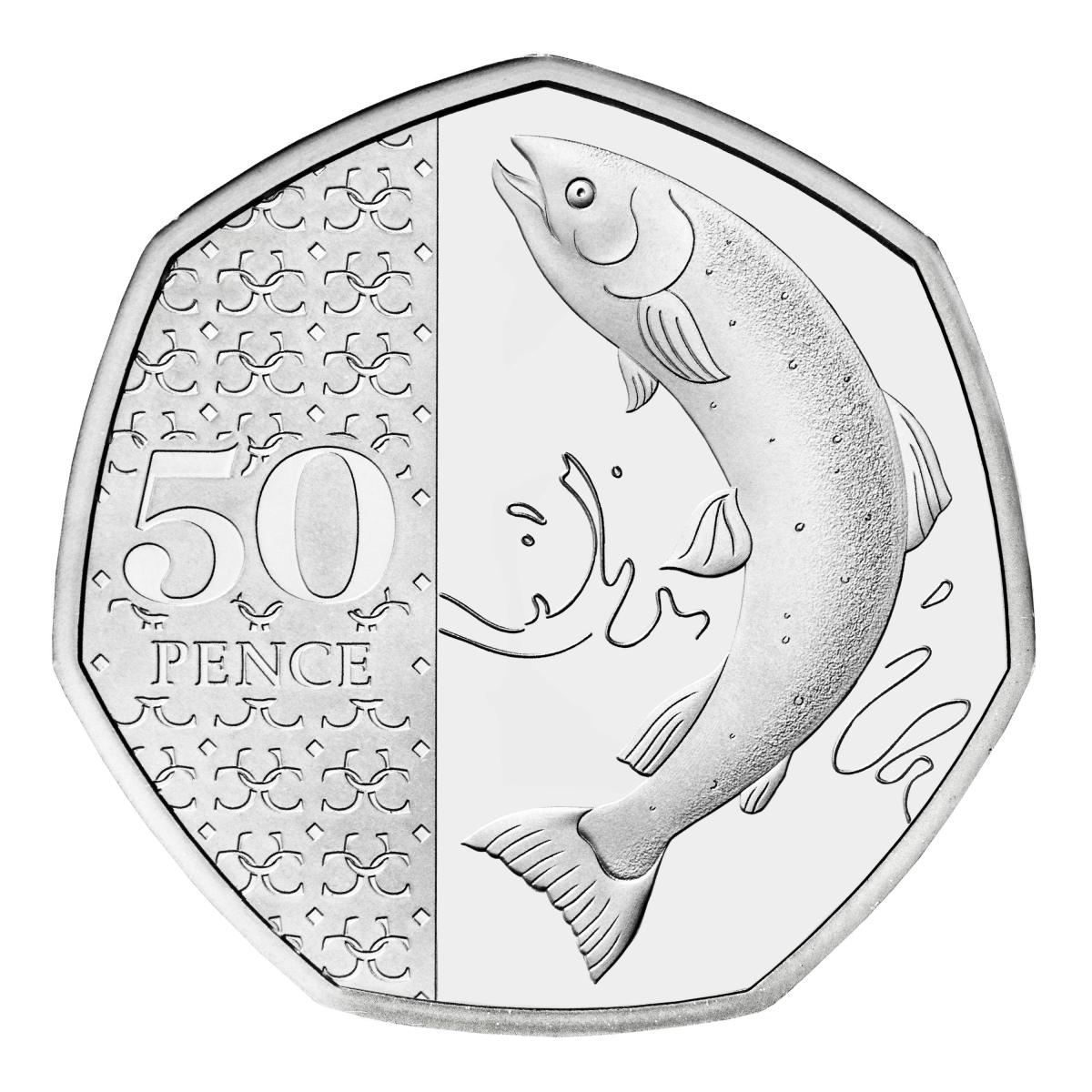 Nach Angaben der Royal Mint ist der Atlantische Lachs im Wert von 50 Pence derzeit die seltenste im Umlauf befindliche Münze