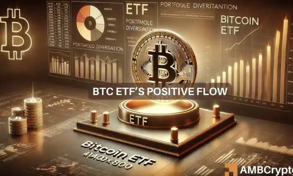 Les ETF au comptant Bitcoin (BTC) enregistrent des entrées positives alors que les ETF au comptant ETH (ETH) sont à la traîne