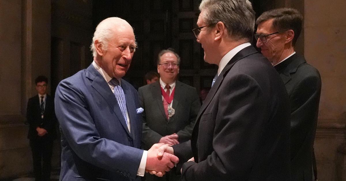 King Charles shakes hands with notable figures at St Paul’s Cathedral reception