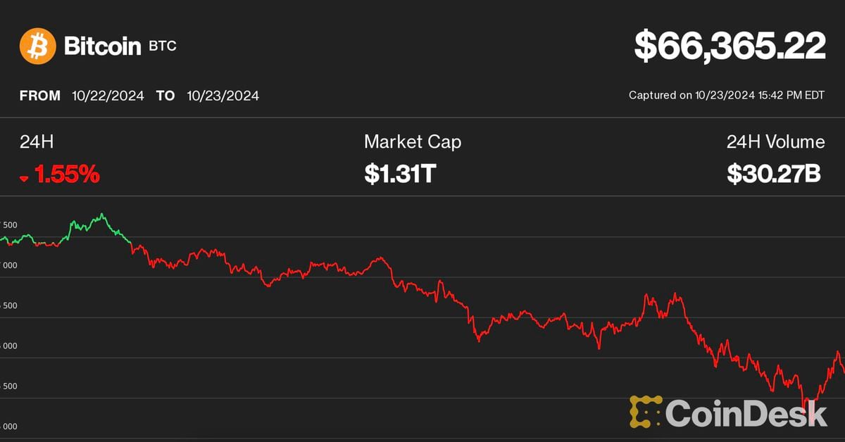 Bitcoin rutscht auf 66.000 US-Dollar ab, Ether stürzt um 5 % im marktweiten Ausverkauf ab