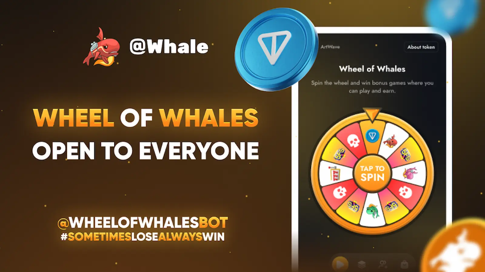 Wheel of Whales, TON-Based Play-to-Earn Game by Whale.io, Finally Released to the Public