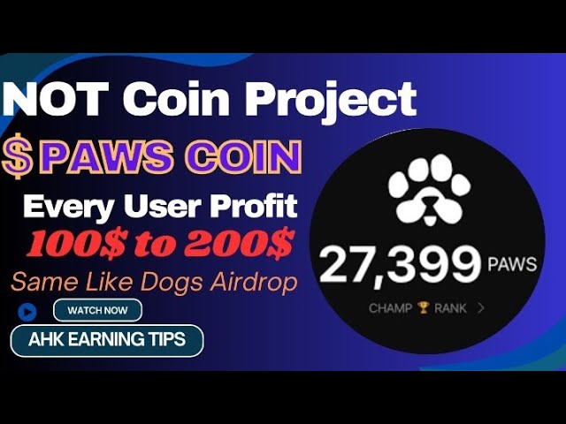 새로운 Not Coin 프로젝트 Paws Coin Airdrop | 개와 같은 Paws 코인 에어드롭 | 이번 에어드랍을 놓치지 마세요