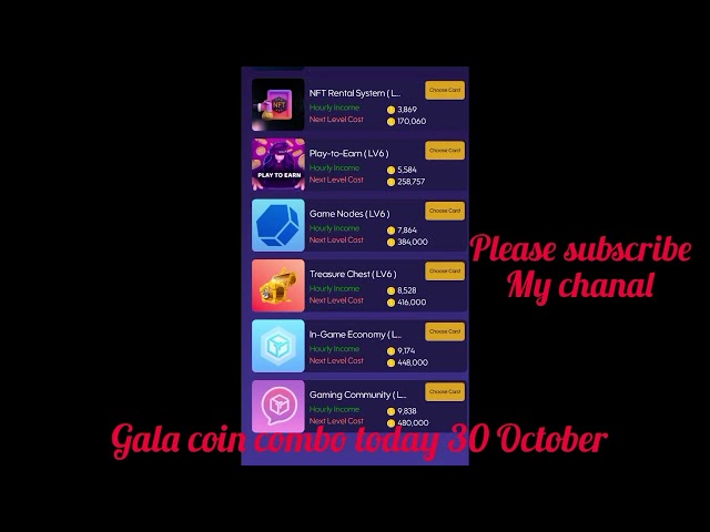 Gala coin combo today 30 October