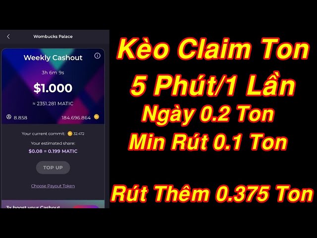 Bet to claim Ton coin 5 minutes claim 1 time 0.2 Ton/day min withdraw 0.1 Ton | Withdraw an additional 0.375 Ton