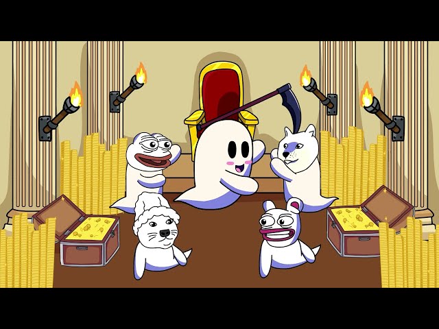 La fête dans la maison hantée de Booh ! Le Meme Reaper envoie Shiba, Doge, Brett et Pepe à Booh World