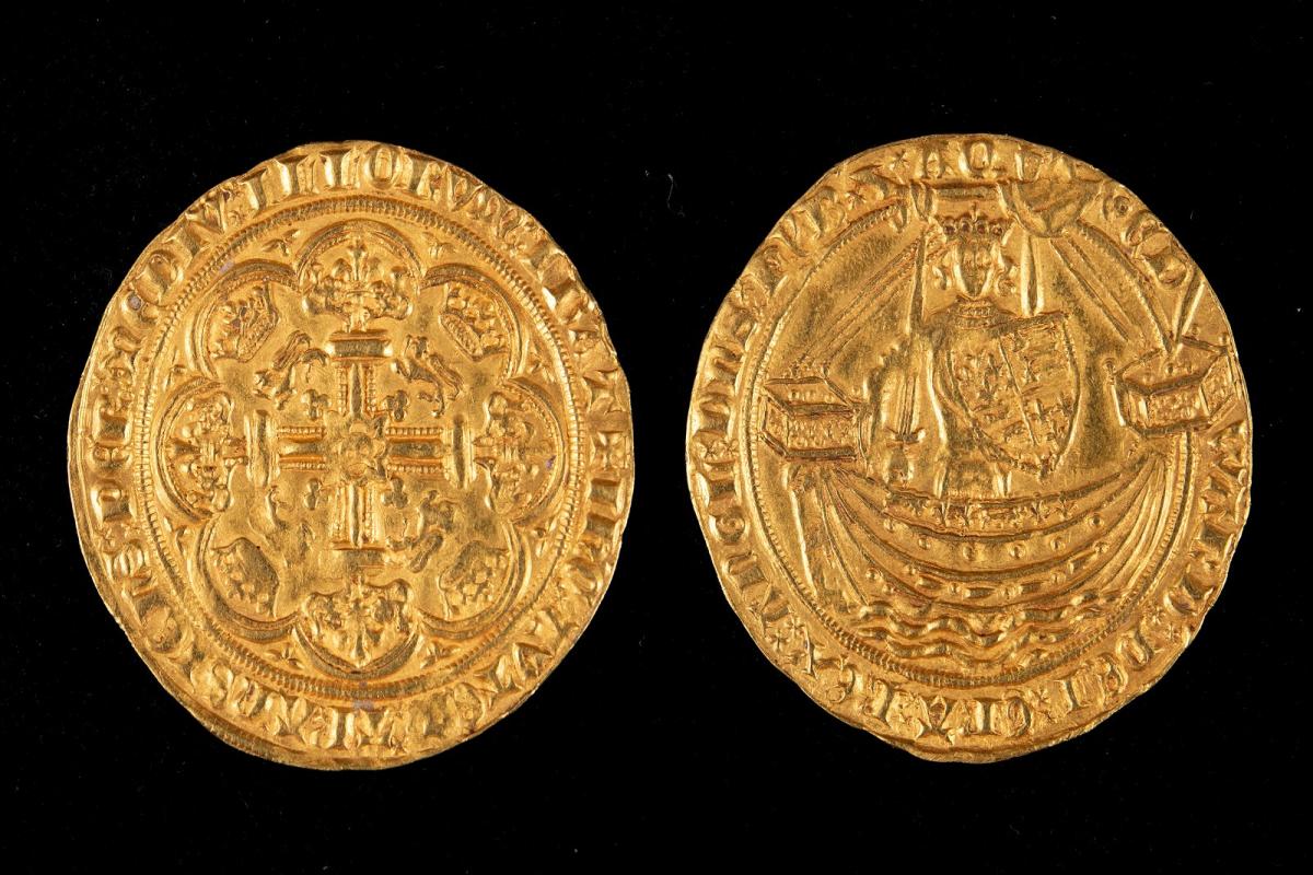 A "MYSTERY" Edward III gold Noble coin discovered in a Somerset study is set to go for £2,000 to 3,000 at auction