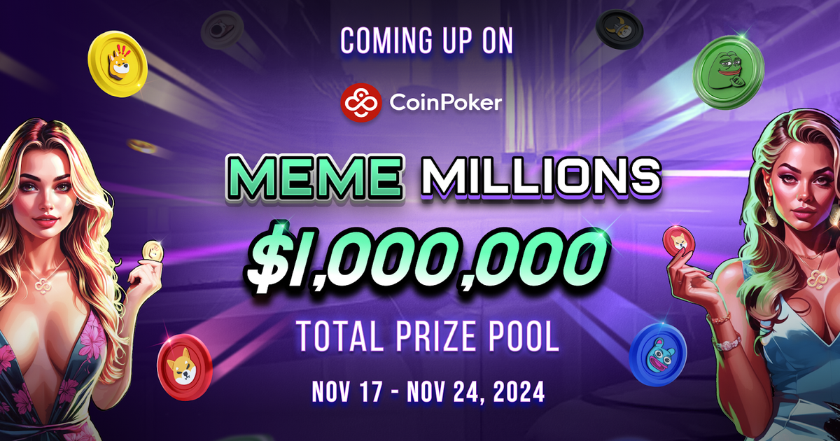 CoinPoker 的 Meme Millions 錦標賽系列將於 11 月 17 日啟動