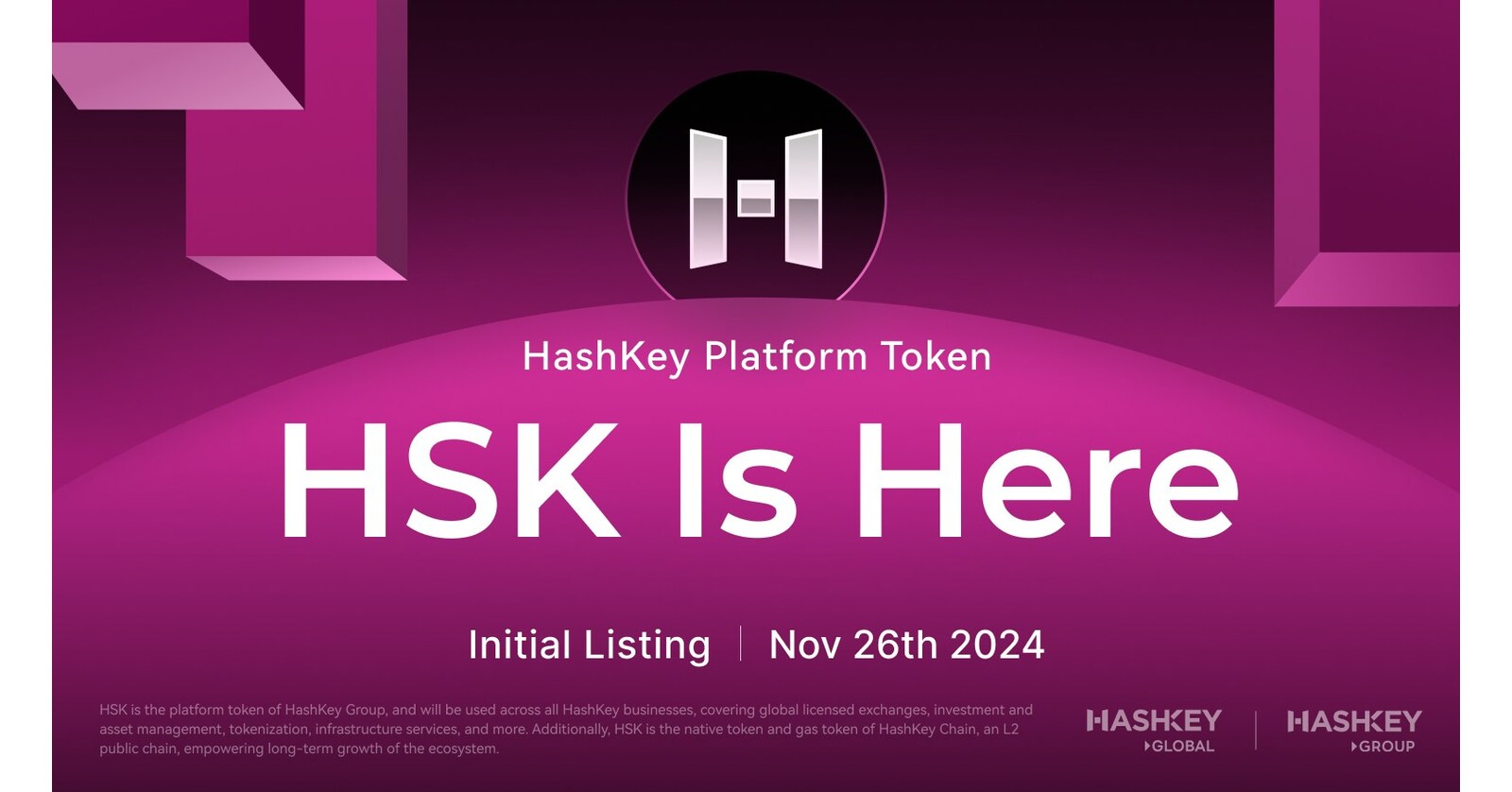 HashKey Global 宣布首次上线 HashKey 平台代币（HSK）