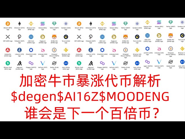 2024加密牛市每日暴涨代币解析，泰国网红河马$moodeng，farcaster迷因币$degen,人工智能代理$AI16Z,谁会是下一个百倍币？#币圈 #btc #crypto #比特币