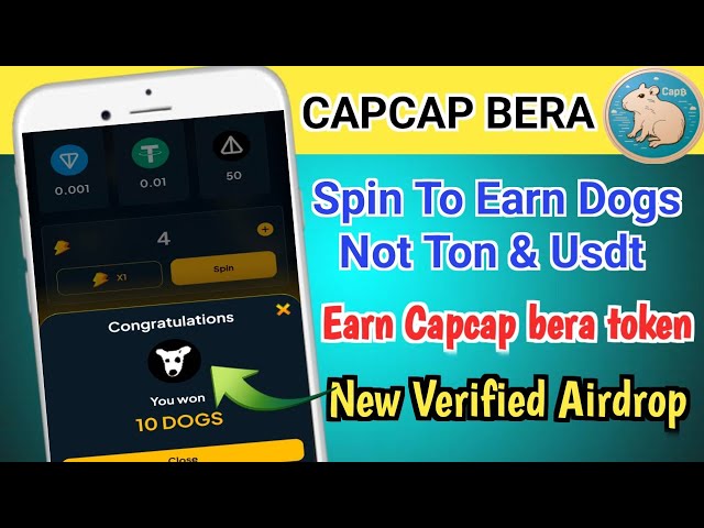 Capcap Bear Airdrop || Spin To Earn Ton Not Usdt Dogs || Earn Unlimited Capcap Precious Tokens