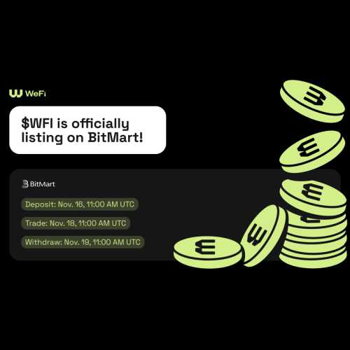 继成功的代币生成活动之后，WeFi 在 Bitmart 上首次推出 $WFI 代币