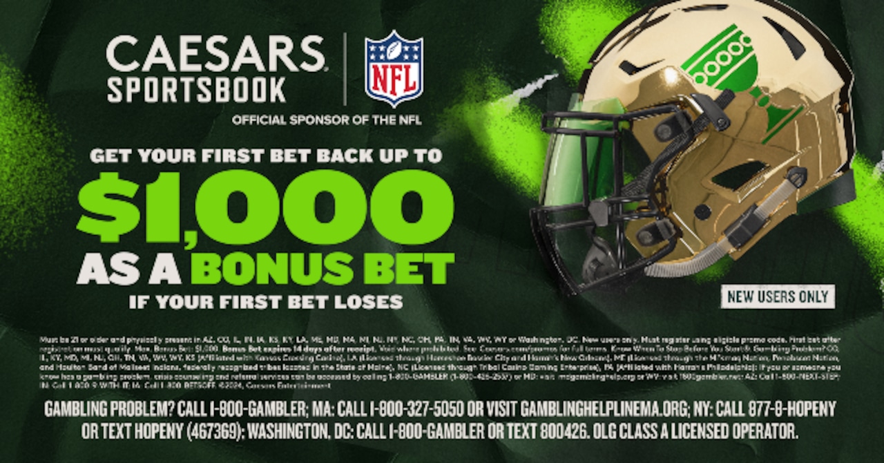 Caesars Sportsbook Promo-Code SLMLIVE1000: Fordern Sie ein Willkommensangebot von 1.000 $ für die erste Wette für Texans vs. Cowboys bei Monday Night Football an