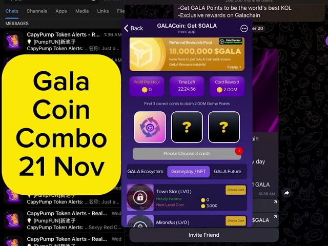 Gala Coin Combo Today 21 November | Gala Coin Today Combo 21 November | Gala Coin Combo