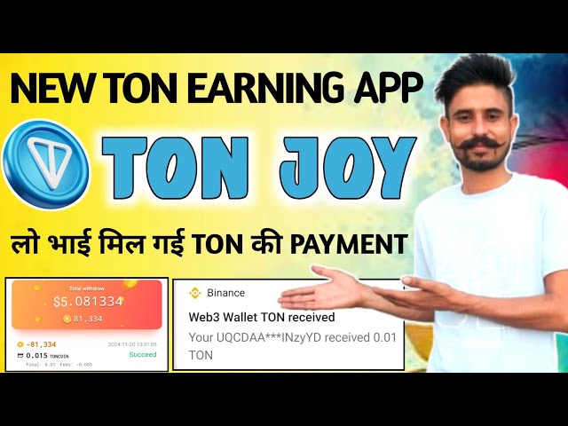 New Ton Earning App Without Investment | Free TONCOIN Earning App 2024 | TonJoy Payment Proof