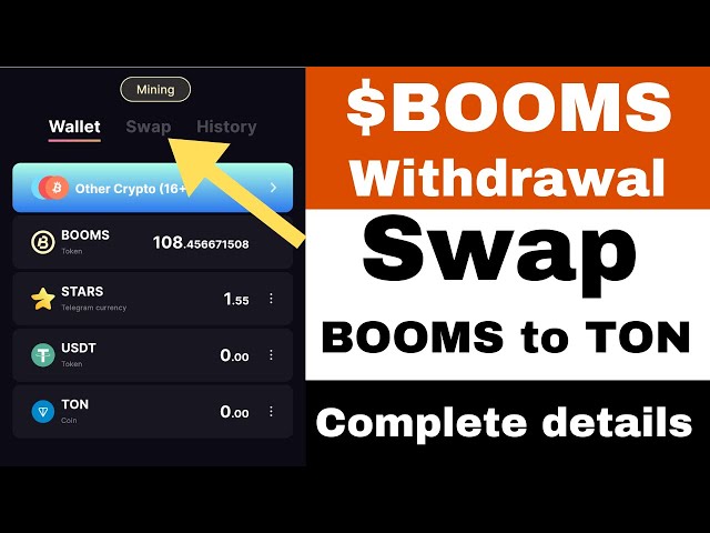 Booms Token Airdrop Withdrawal: How to Swap $Booms to Ton | Booms Token Withdrawal Update