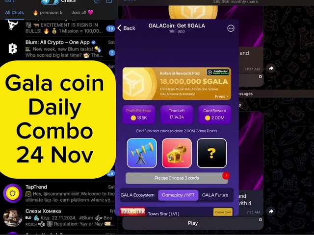 Gala Coin Daily Combo 24 novembre | Gala Coin Today Combo 24 novembre | Combo de pièces de gala 24 novembre