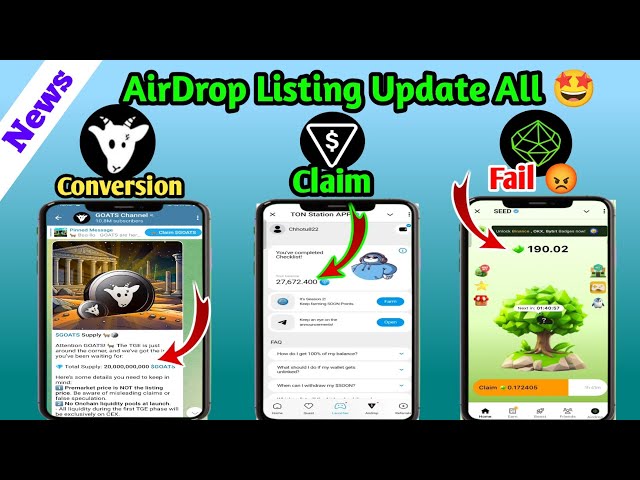 Goats AirDrop Conversion Token 😱 And Supply Price Confirm | Ton Stesan Claim Tokan | SEED Listing DC