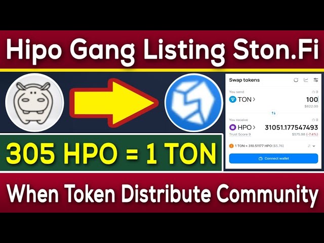 Hipo Gang 代币上市 Ston.Fi | 305 HPO = 1 吨 | Token什么时候分配社区？ |里兹万·布卢奇