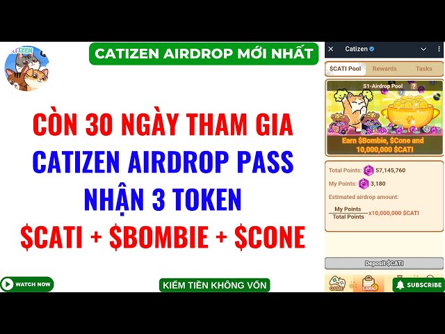 Catizen | Only 30 Days Left to Receive 3 Tokens $CATI + $BOMBIE + $CONE on Catizen Pass Airdrop