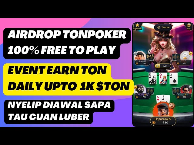 NOUVEAU! JOUEZ AU POKEN SUR LE BOT TELEGRAM POUR DE L'ARGENT GRATUIT JUSQU'À 1000 TONNES ! REVUE DE L'AIRDROP DE TONPOKER !