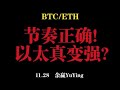 節奏正確！以太真變強？ 11.28 比特幣以太坊行情分析！ ！ ！ BTC ETH LTC XRP EOS DOGE SHIB LINK SOL ATOM OKB FIL PEPE MEME